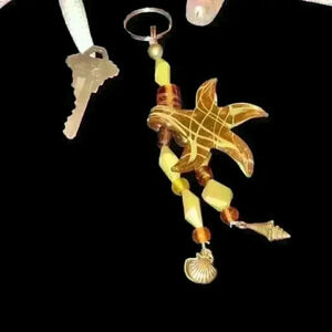 Beach Lover MURANO/Lampwork GLASS STARFISH Keychain Mirror Window Charm Hanging